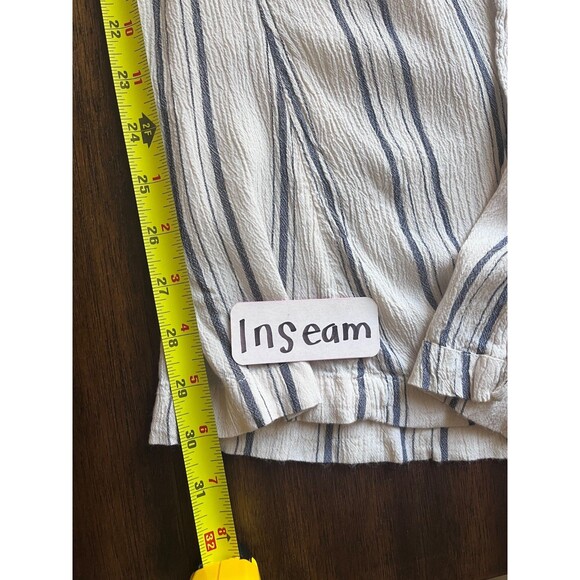 Billabong Ivory Blue Striped Wide Leg Split Seam Pool Beach CoverUp Pants M - Picture 6 of 8